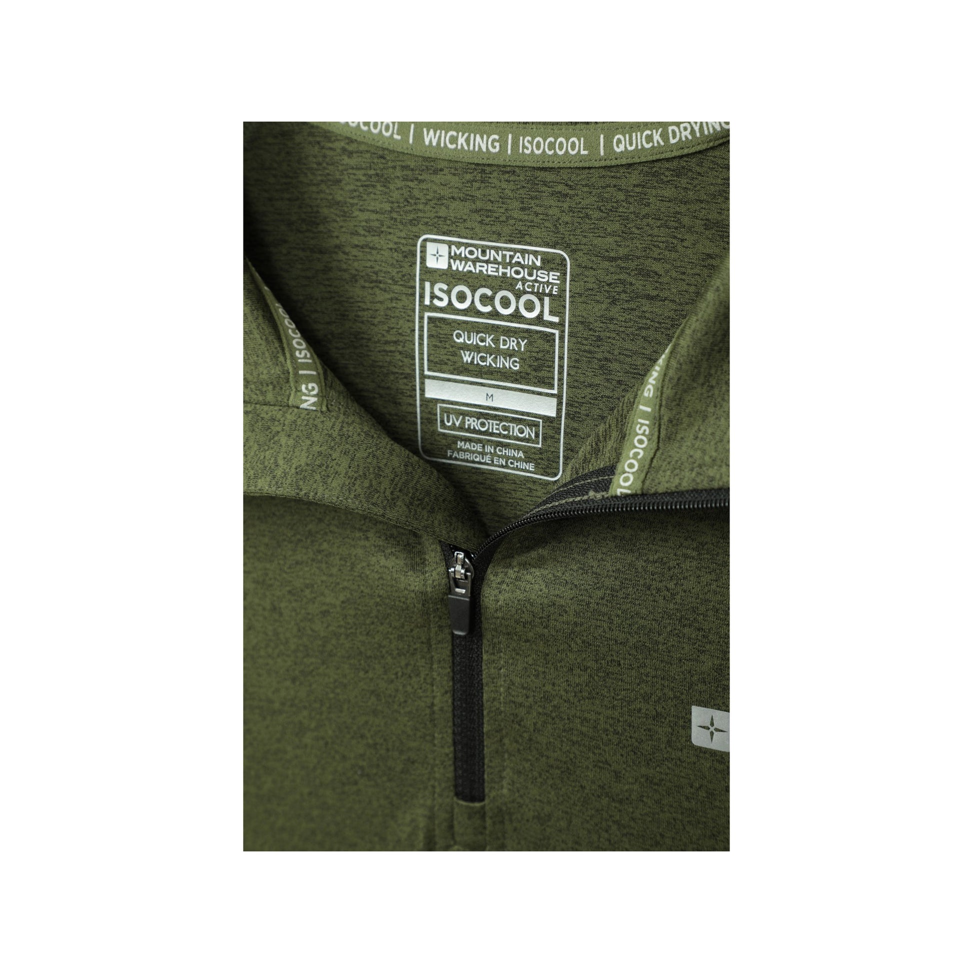 Green - Close up - Mountain Warehouse Mens Echo Melange Recycled Half Zip Midlayer