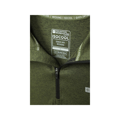 Green - Close up - Mountain Warehouse Mens Echo Melange Recycled Half Zip Midlayer