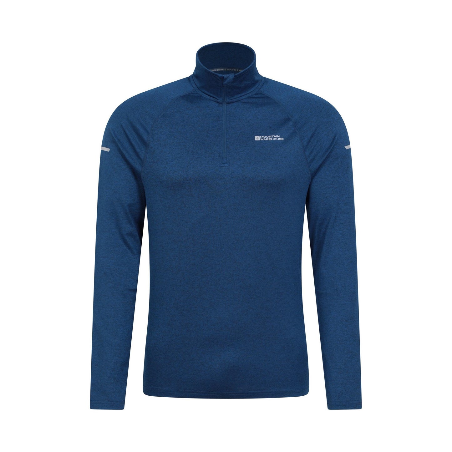 Navy - Front - Mountain Warehouse Mens Echo Melange Recycled Half Zip Midlayer