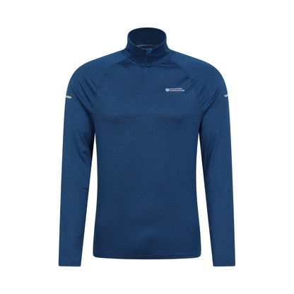 Navy - Front - Mountain Warehouse Mens Echo Melange Recycled Half Zip Midlayer