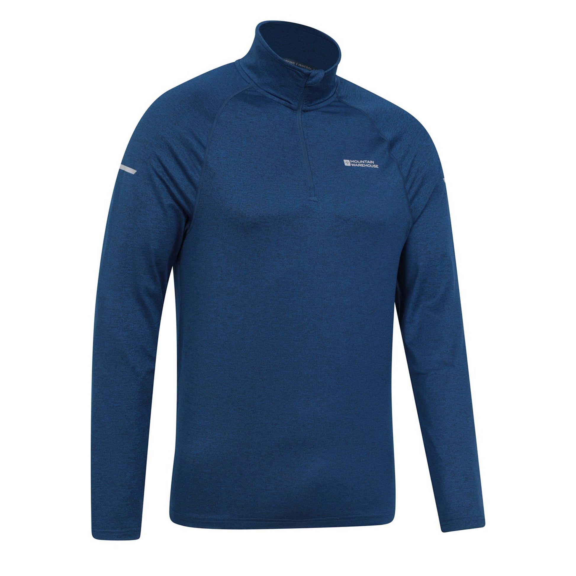 Navy - Side - Mountain Warehouse Mens Echo Melange Recycled Half Zip Midlayer
