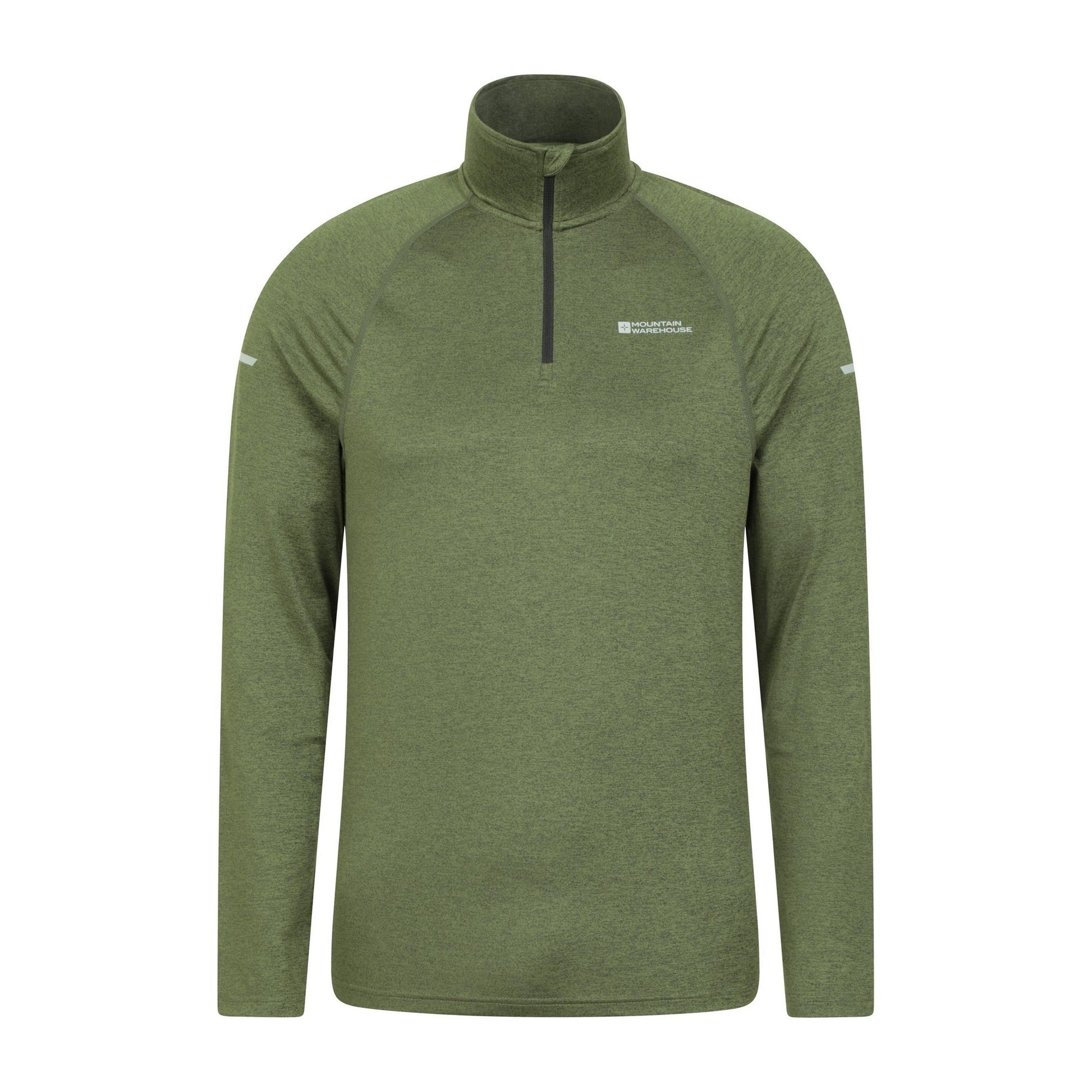 Green - Front - Mountain Warehouse Mens Echo Melange Recycled Half Zip Midlayer