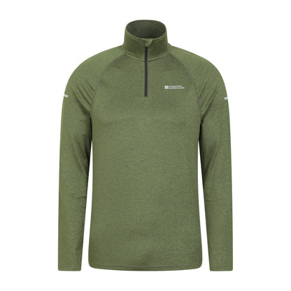 Green - Front - Mountain Warehouse Mens Echo Melange Recycled Half Zip Midlayer