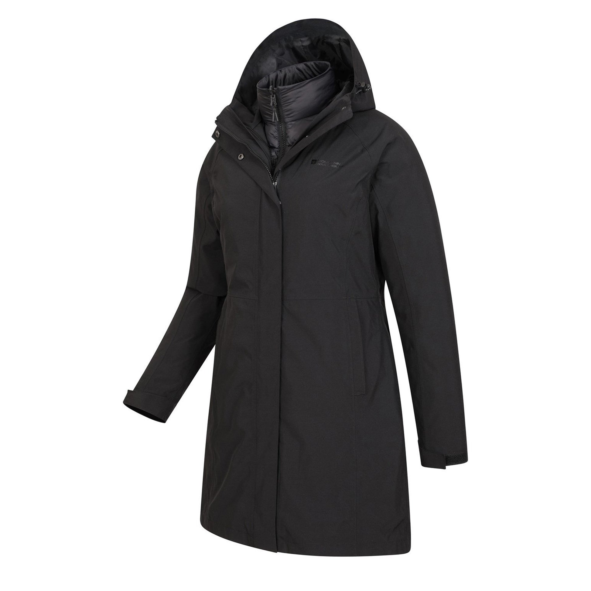 Jet Black - Side - Mountain Warehouse Womens-Ladies Alaskan Long 3 In 1 Jacket