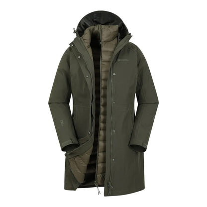 Khaki Green - Front - Mountain Warehouse Womens-Ladies Alaskan Long 3 In 1 Jacket