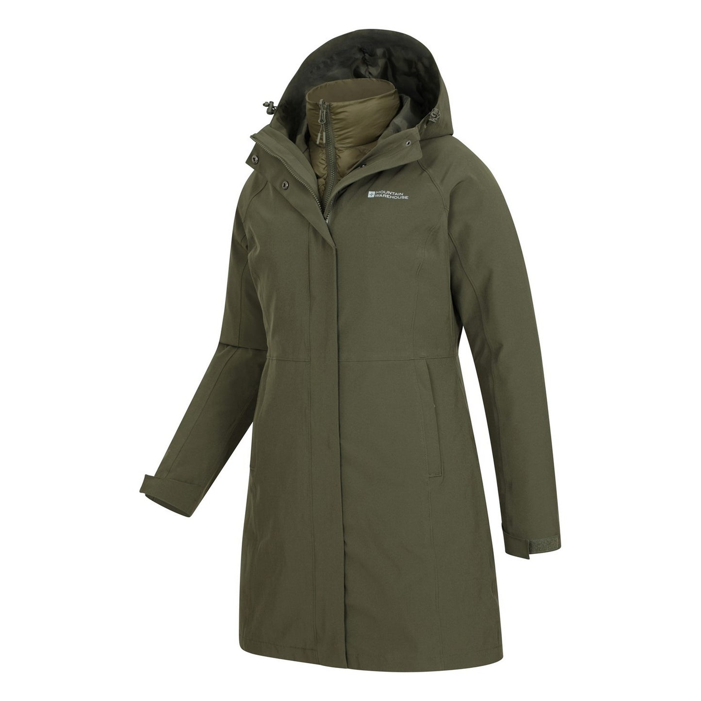 Khaki Green - Side - Mountain Warehouse Womens-Ladies Alaskan Long 3 In 1 Jacket