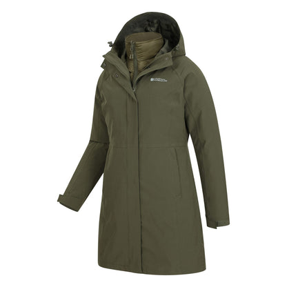 Khaki Green - Side - Mountain Warehouse Womens-Ladies Alaskan Long 3 In 1 Jacket