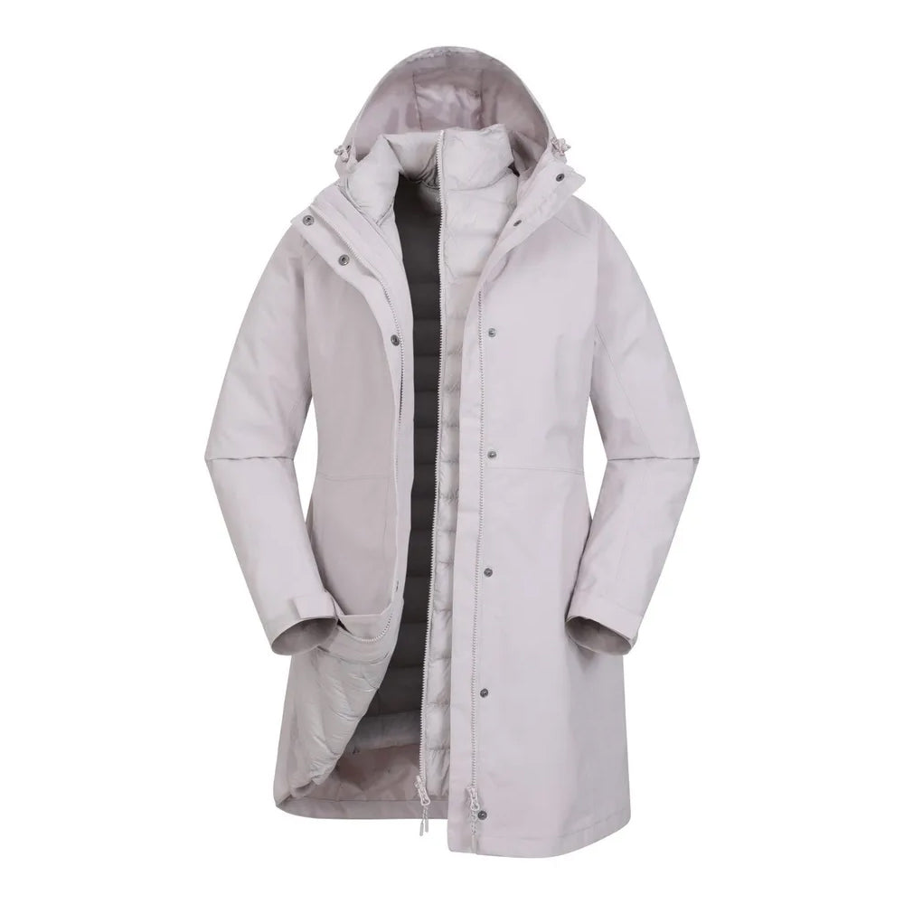 Light Beige - Front - Mountain Warehouse Womens-Ladies Alaskan Long 3 In 1 Jacket