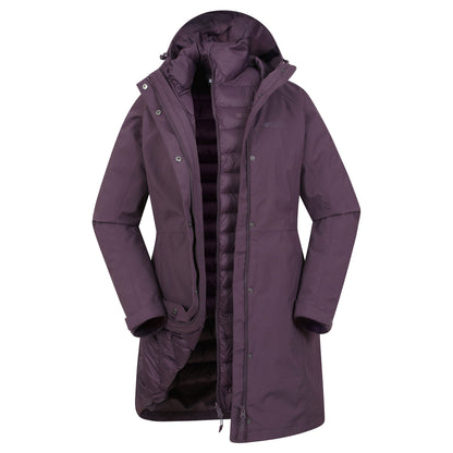Dark Purple - Front - Mountain Warehouse Womens-Ladies Alaskan Long 3 In 1 Jacket