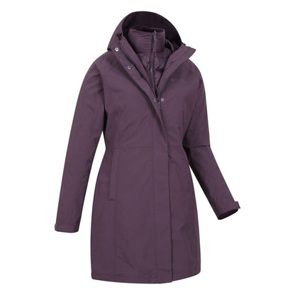 Dark Purple - Side - Mountain Warehouse Womens-Ladies Alaskan Long 3 In 1 Jacket