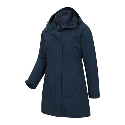 Navy - Side - Mountain Warehouse Womens-Ladies Alaskan Long 3 In 1 Jacket