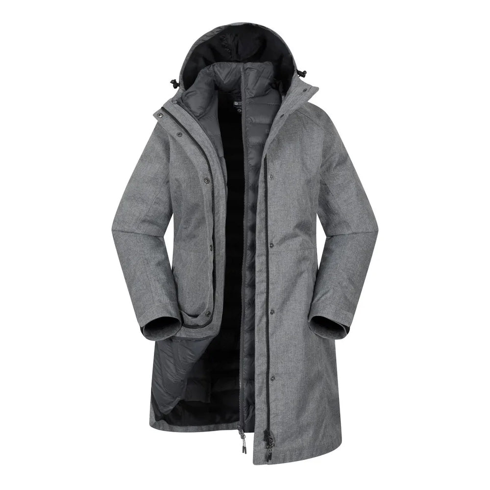 Dark Grey - Front - Mountain Warehouse Womens-Ladies Alaskan Long 3 In 1 Jacket