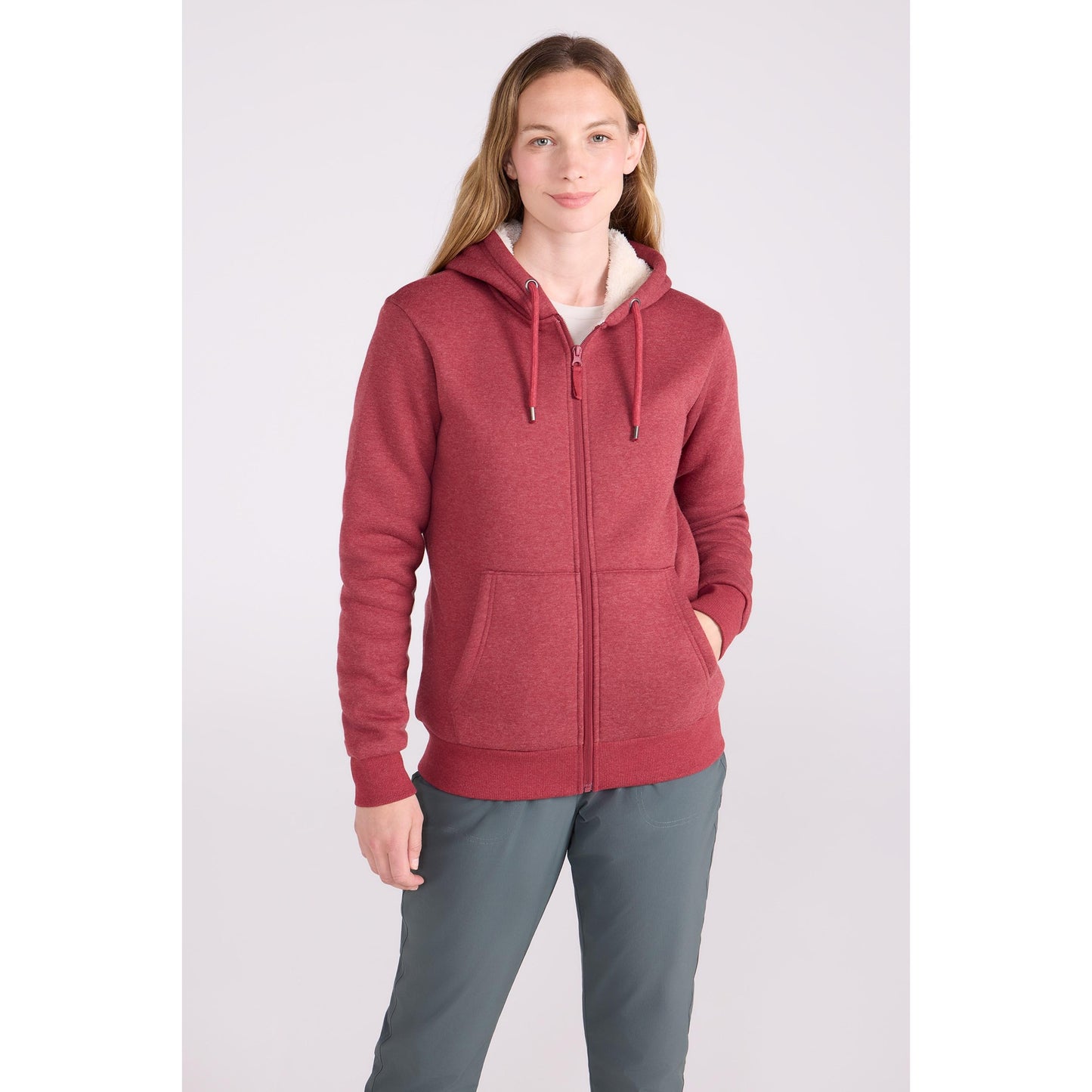 Rust - Front - Mountain Warehouse Womens-Ladies Dalton Sherpa Lined Full Zip Hoodie