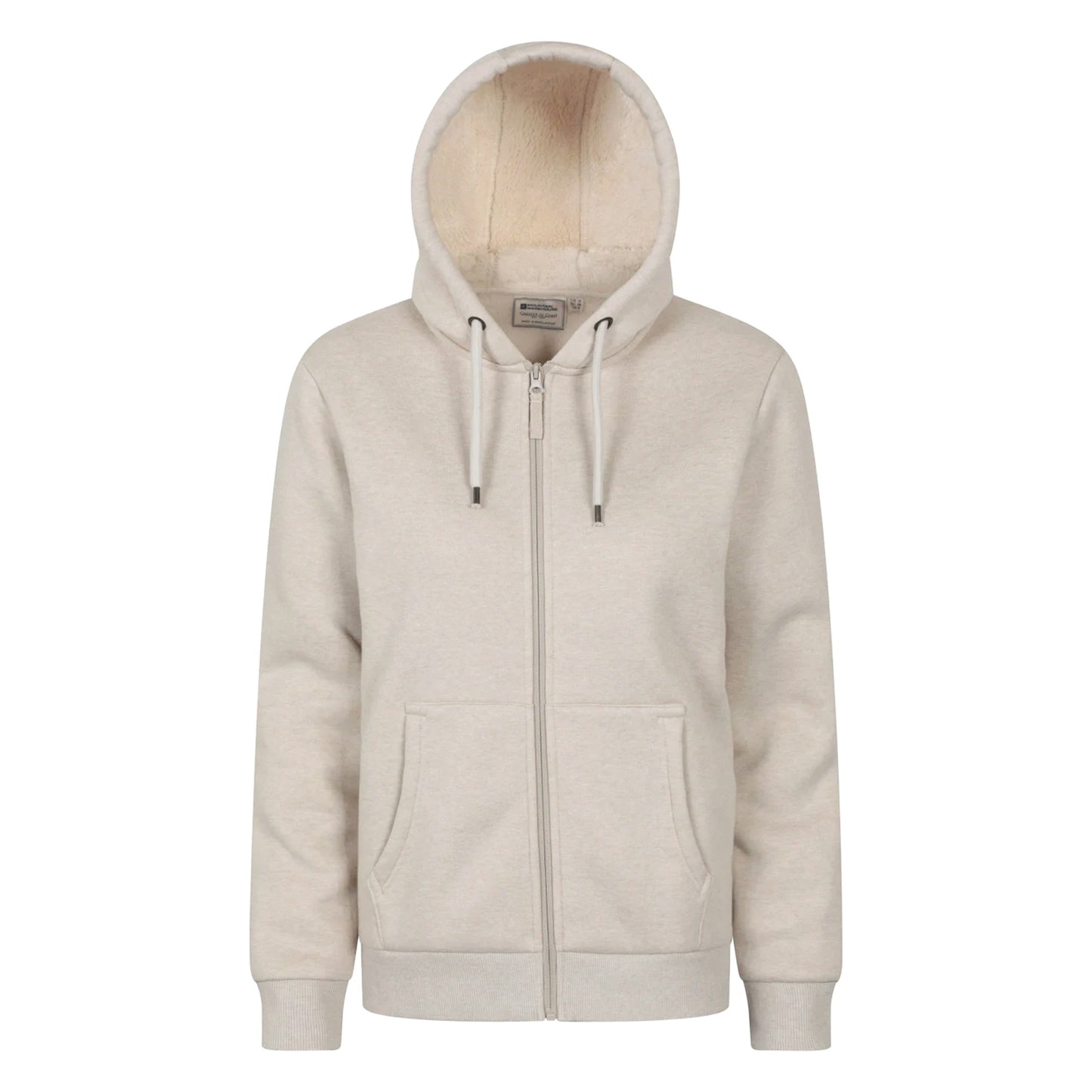 Light Beige - Front - Mountain Warehouse Womens-Ladies Dalton Sherpa Lined Full Zip Hoodie