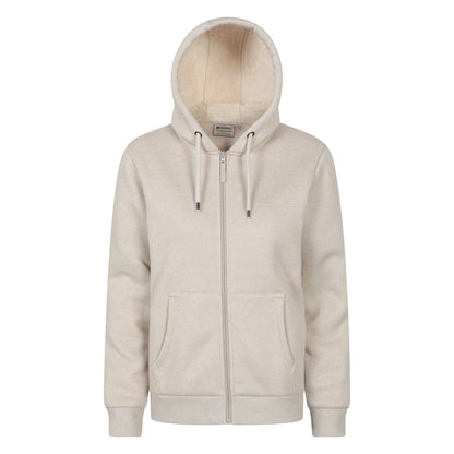 Light Beige - Front - Mountain Warehouse Womens-Ladies Dalton Sherpa Lined Full Zip Hoodie