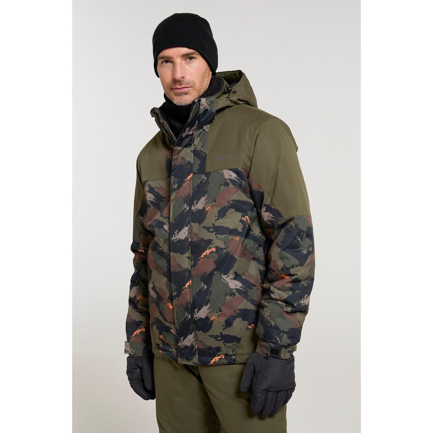 Khaki Brown - Front - Mountain Warehouse Mens Camo Ski Jacket & Trousers