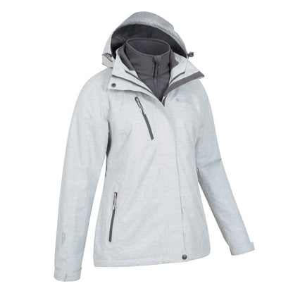 White - Pack Shot - Mountain Warehouse Womens-Ladies Bracken Melange 3 in 1 Jacket
