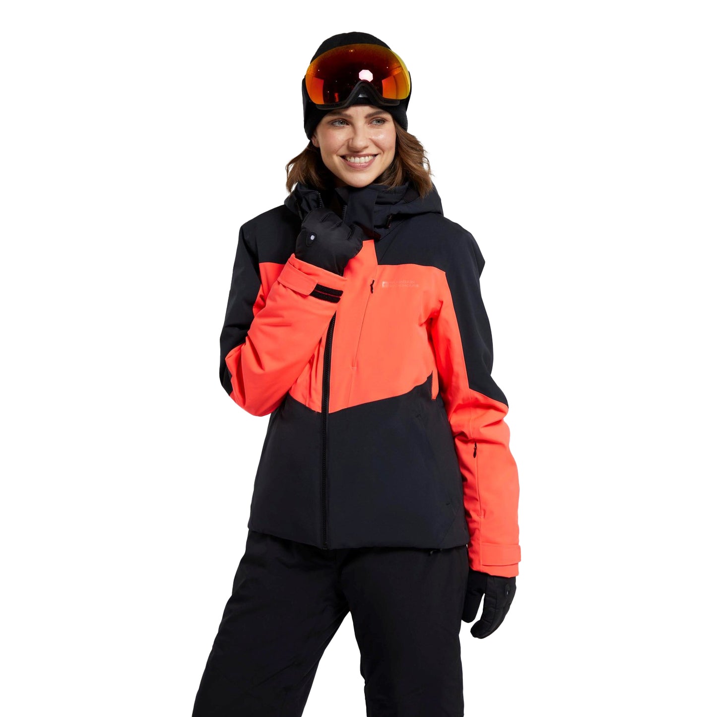 Navy Blue-Red Orange - Close up - Mountain Warehouse Womens-Ladies Altitude Extreme RECCO Ski Jacket
