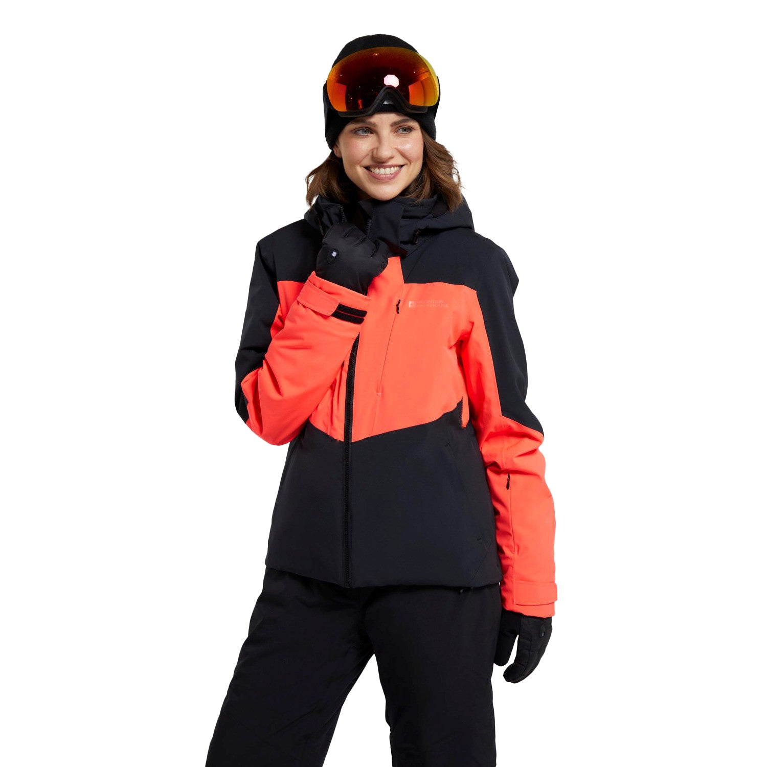 Navy Blue-Red Orange - Close up - Mountain Warehouse Womens-Ladies Altitude Extreme RECCO Ski Jacket
