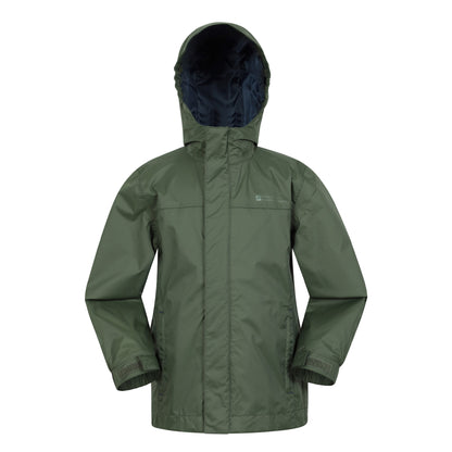 Green - Front - Mountain Warehouse Childrens-Kids Torrent Taped Seam Waterproof Jacket