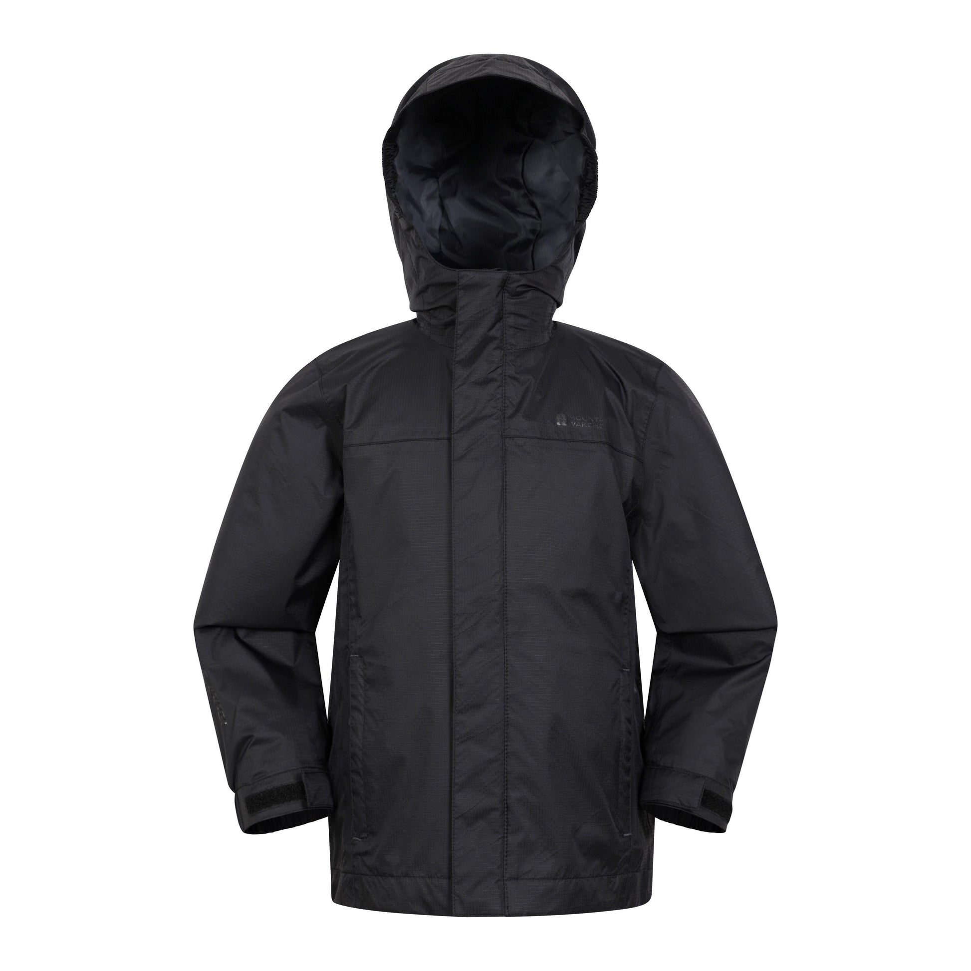 Jet Black - Front - Mountain Warehouse Childrens-Kids Torrent Taped Seam Waterproof Jacket