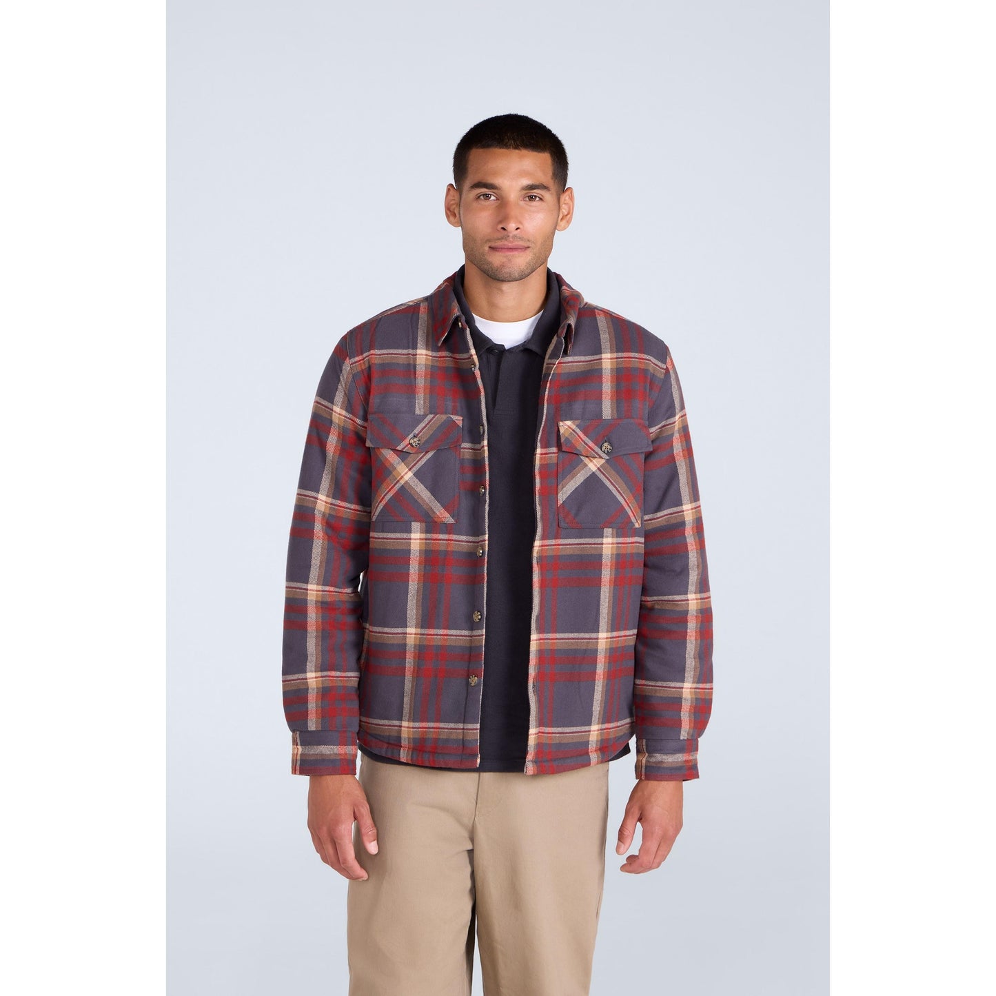 Berry - Front - Animal Mens Tide Plaid Organic Shirt