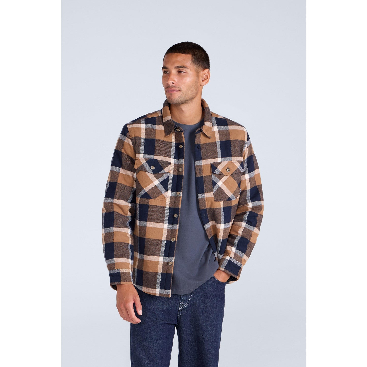 Mustard - Front - Animal Mens Tide Plaid Organic Shirt
