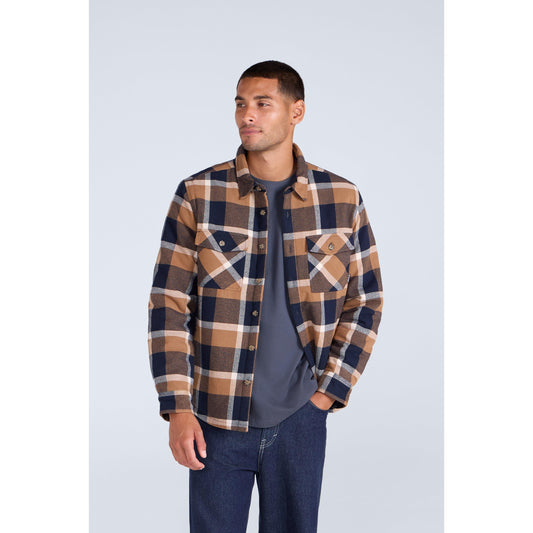 Mustard - Front - Animal Mens Tide Plaid Organic Shirt