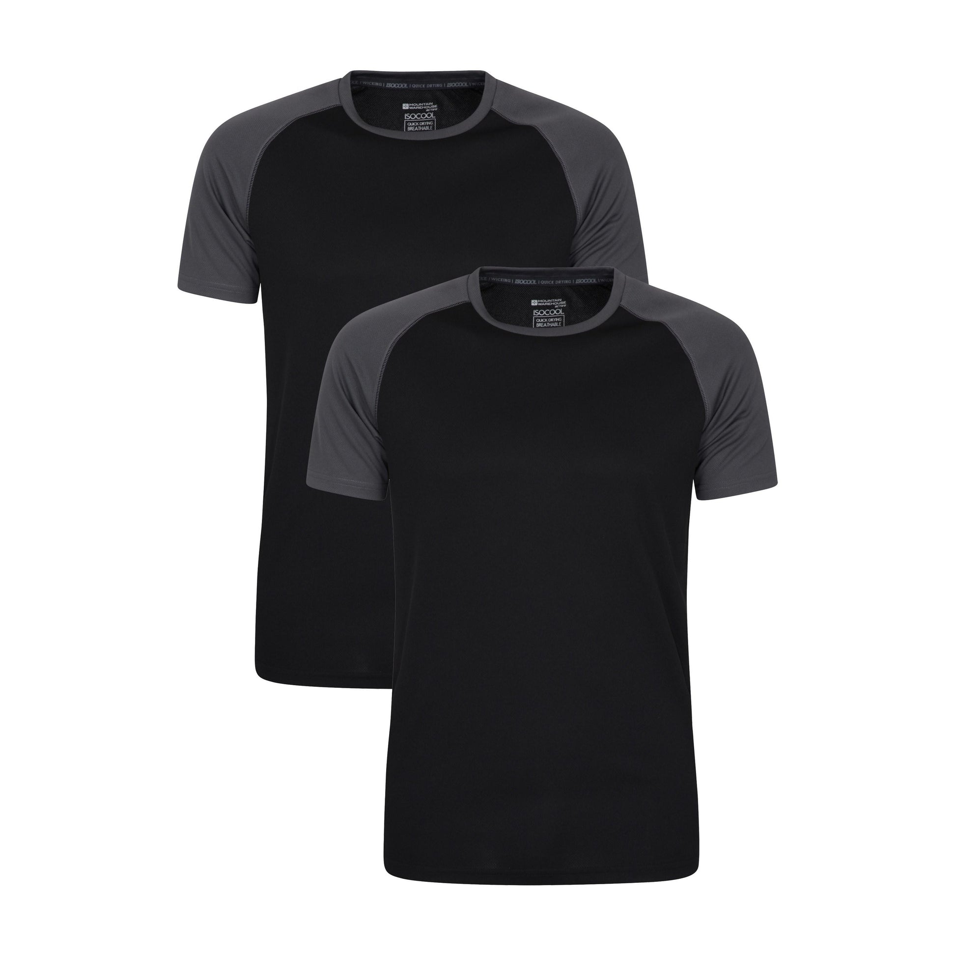 Jet Black - Front - Mountain Warehouse Mens Endurance T-Shirt (Pack of 2)