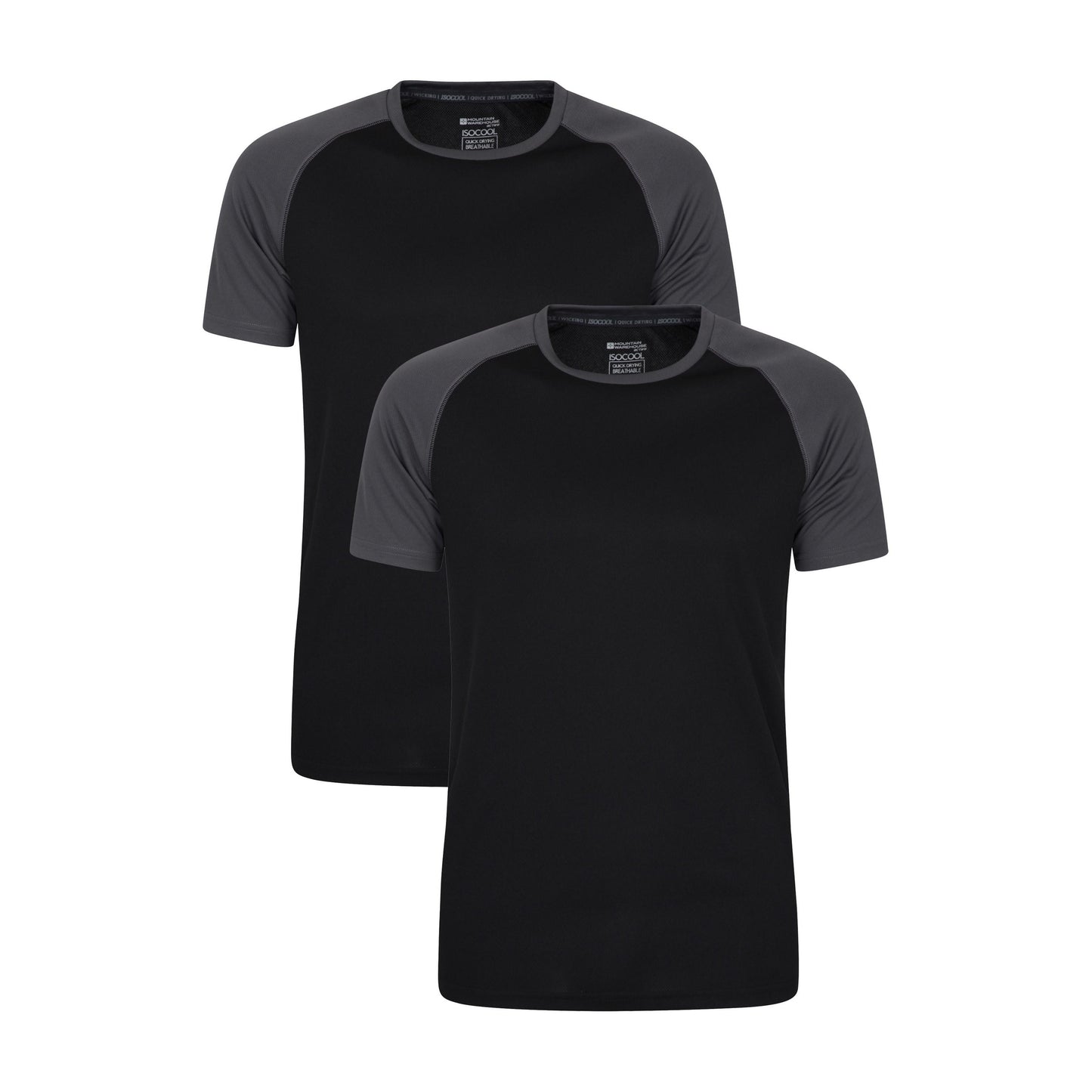 Jet Black - Front - Mountain Warehouse Mens Endurance T-Shirt (Pack of 2)