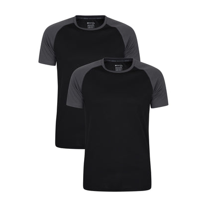 Jet Black - Front - Mountain Warehouse Mens Endurance T-Shirt (Pack of 2)