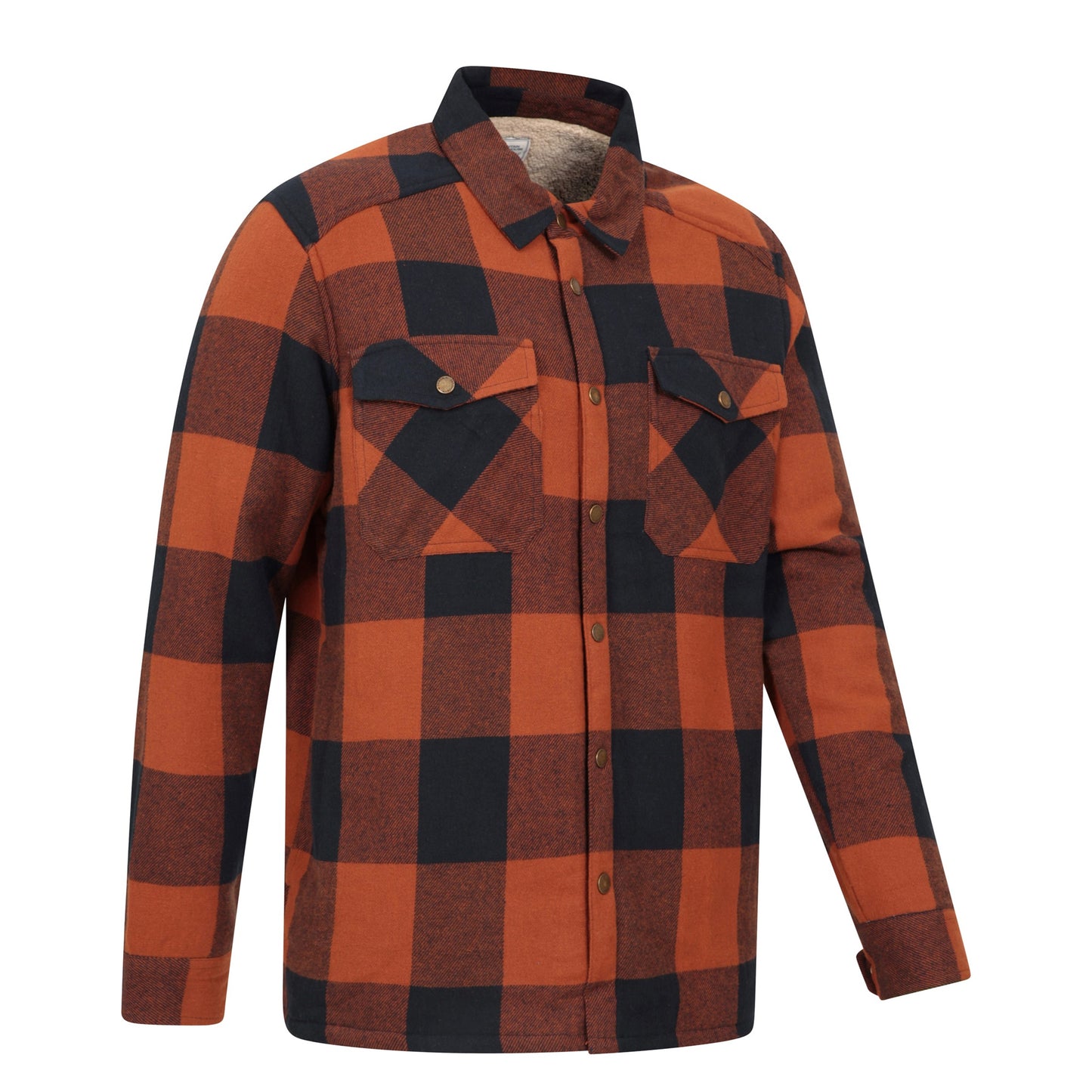 Burnt Orange - Side - Mountain Warehouse Mens Pinn Flannel Borg Lined Shirt