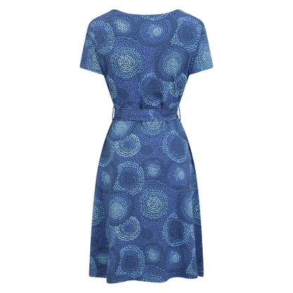 Indigo - Back - Mountain Warehouse Womens-Ladies Santorini Printed Jersey Wrap Dress