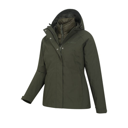Khaki Green - Pack Shot - Mountain Warehouse Womens-Ladies Alaskan 3 in 1 Padded Jacket