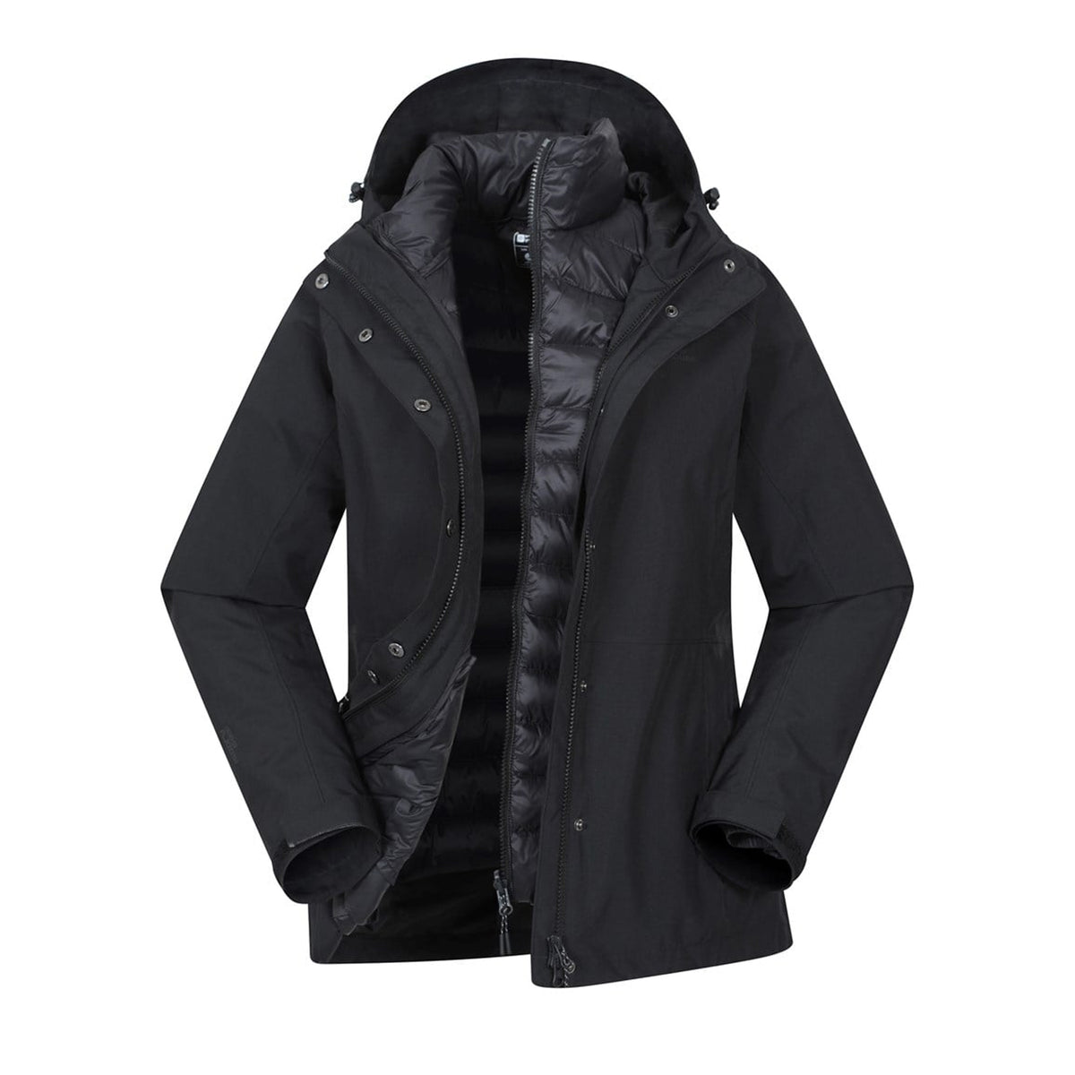 Jet Black - Front - Mountain Warehouse Womens-Ladies Alaskan 3 in 1 Padded Jacket