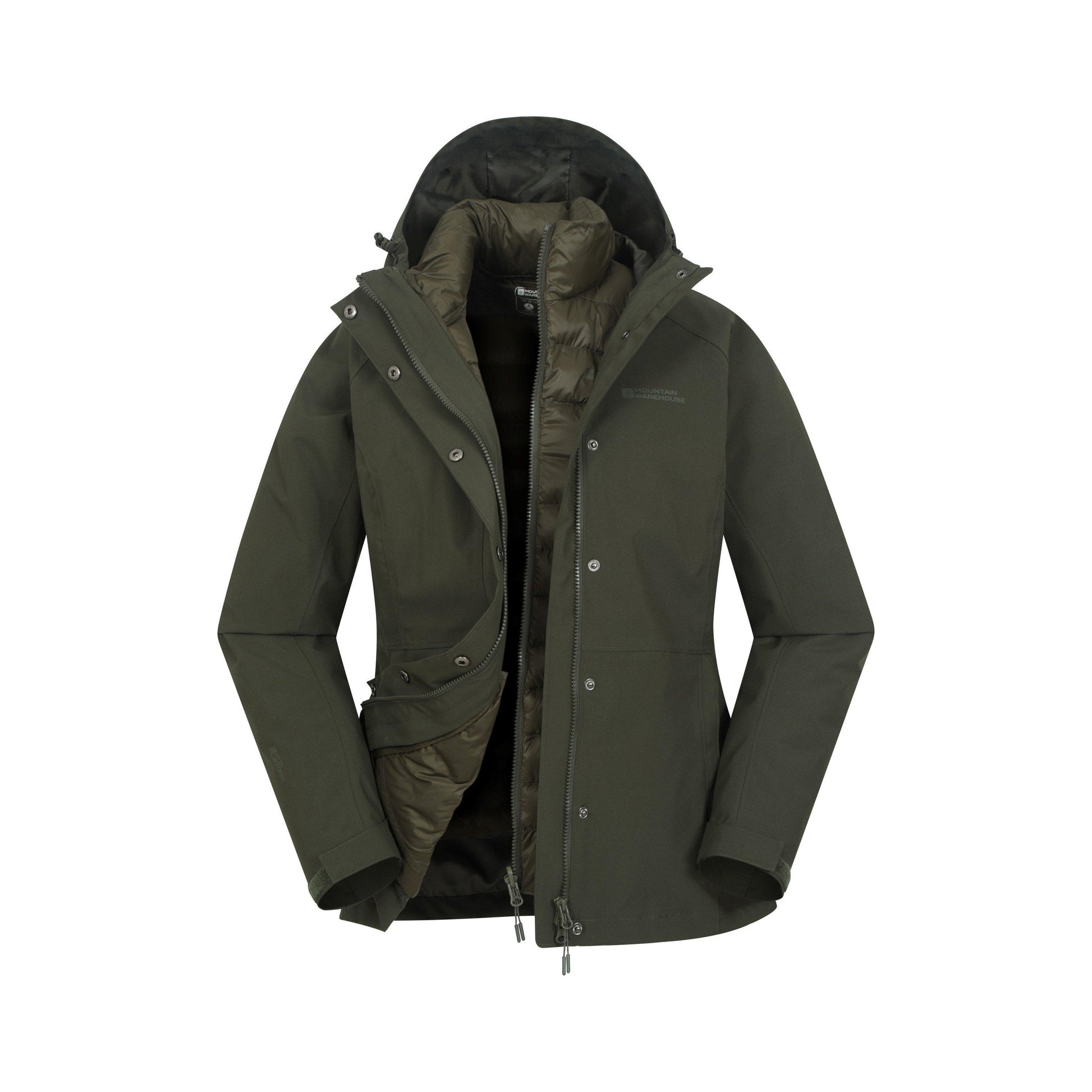 Khaki Green - Back - Mountain Warehouse Womens-Ladies Alaskan 3 in 1 Padded Jacket