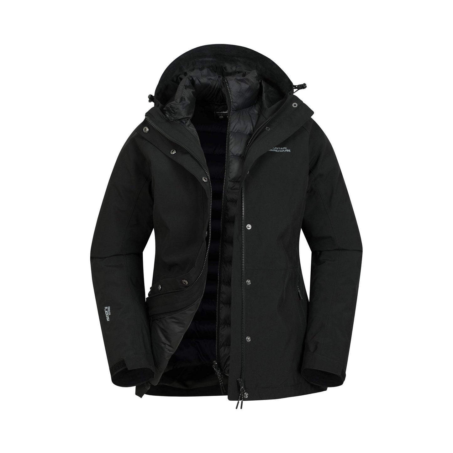 Black - Front - Mountain Warehouse Womens-Ladies Alaskan 3 in 1 Padded Jacket