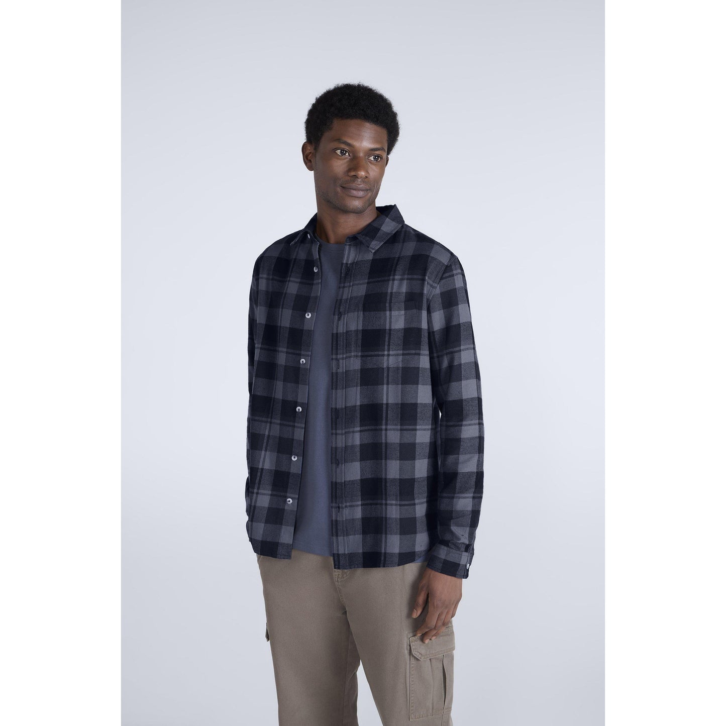 Dark Grey - Front - Animal Mens Cove Flannel Shirt