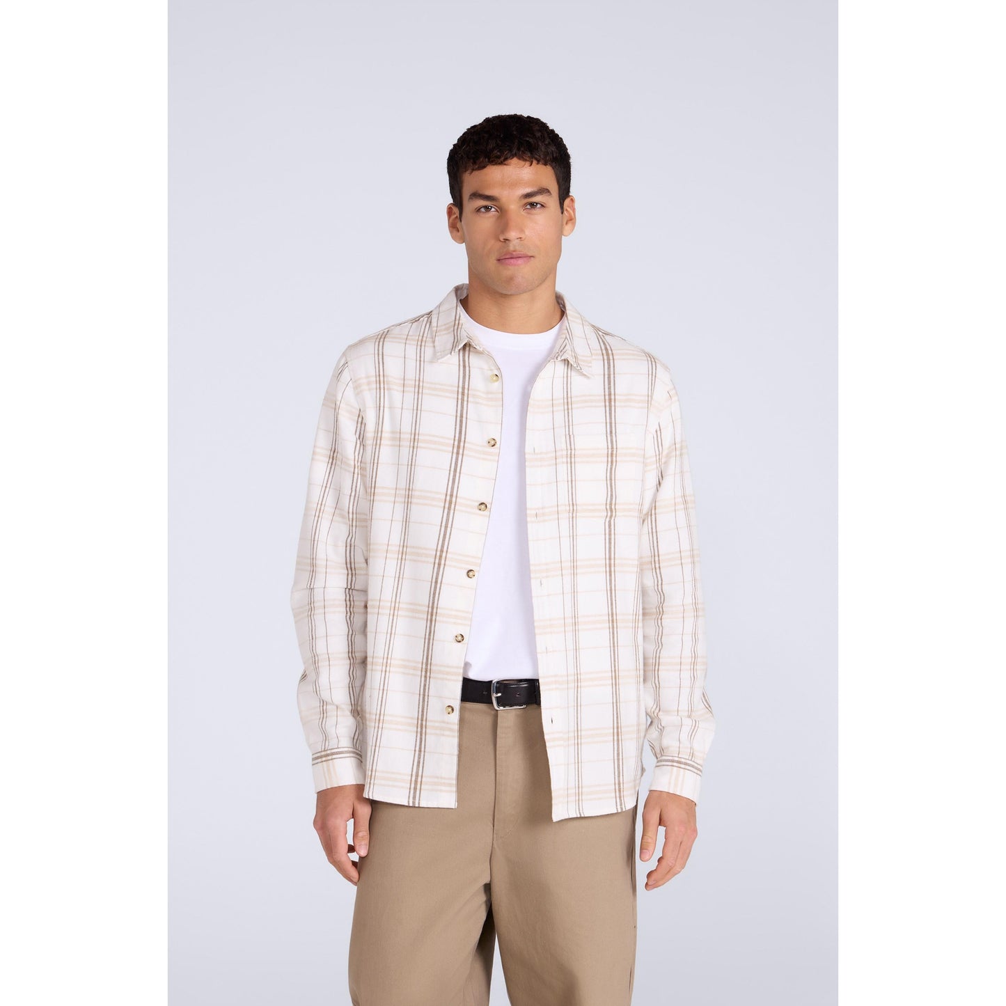 Light Beige - Front - Animal Mens Cove Flannel Shirt