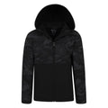 Black - Pack Shot - Mountain Warehouse Childrens-Kids Exodus Camo Soft Shell Jacket