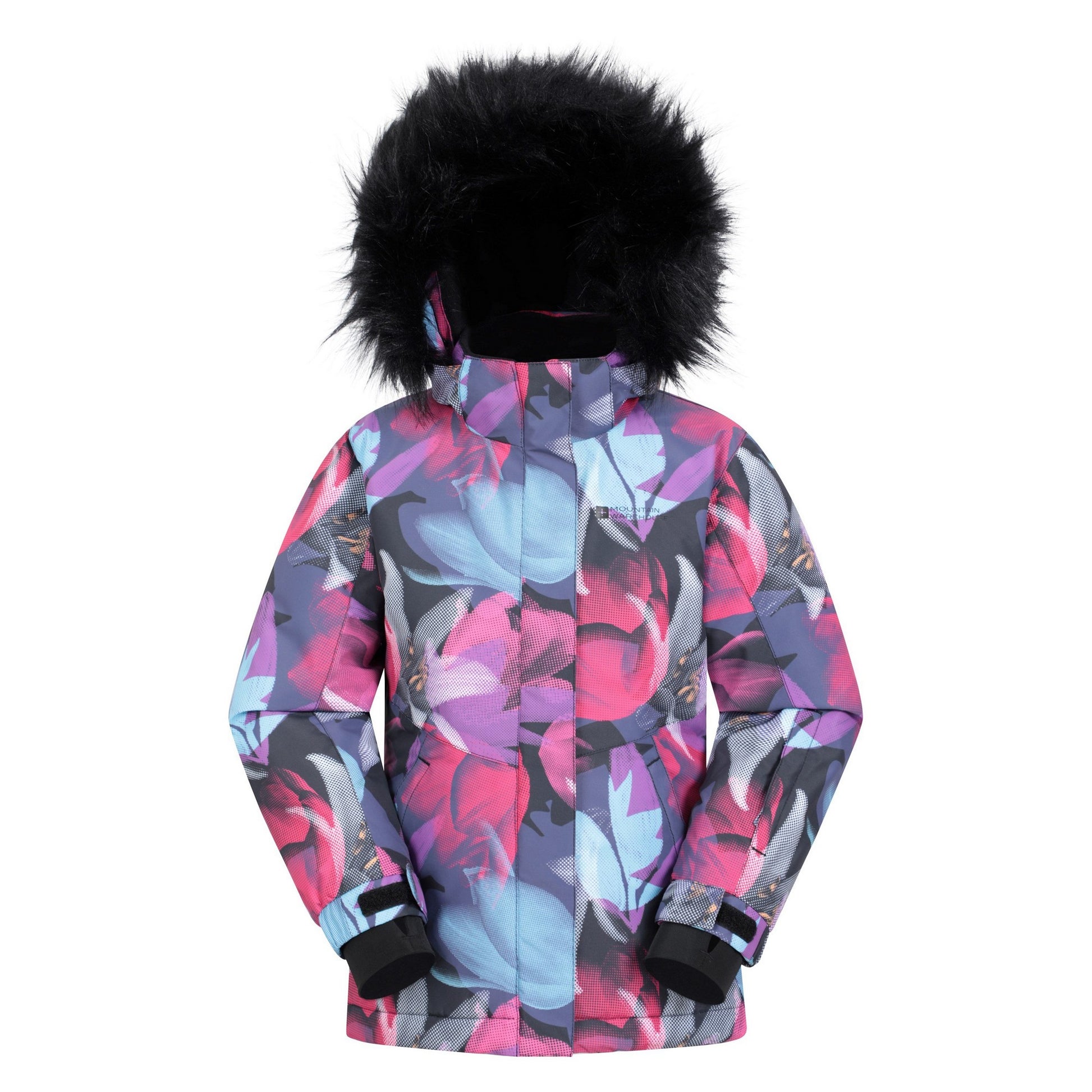 Winter Bloom - Front - Mountain Warehouse Childrens-Kids Glacial Floral Water Resistant Jacket