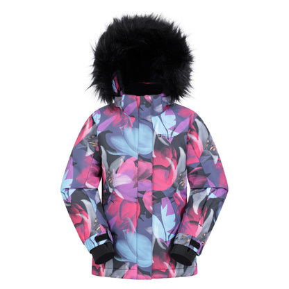 Winter Bloom - Front - Mountain Warehouse Childrens-Kids Glacial Floral Water Resistant Jacket