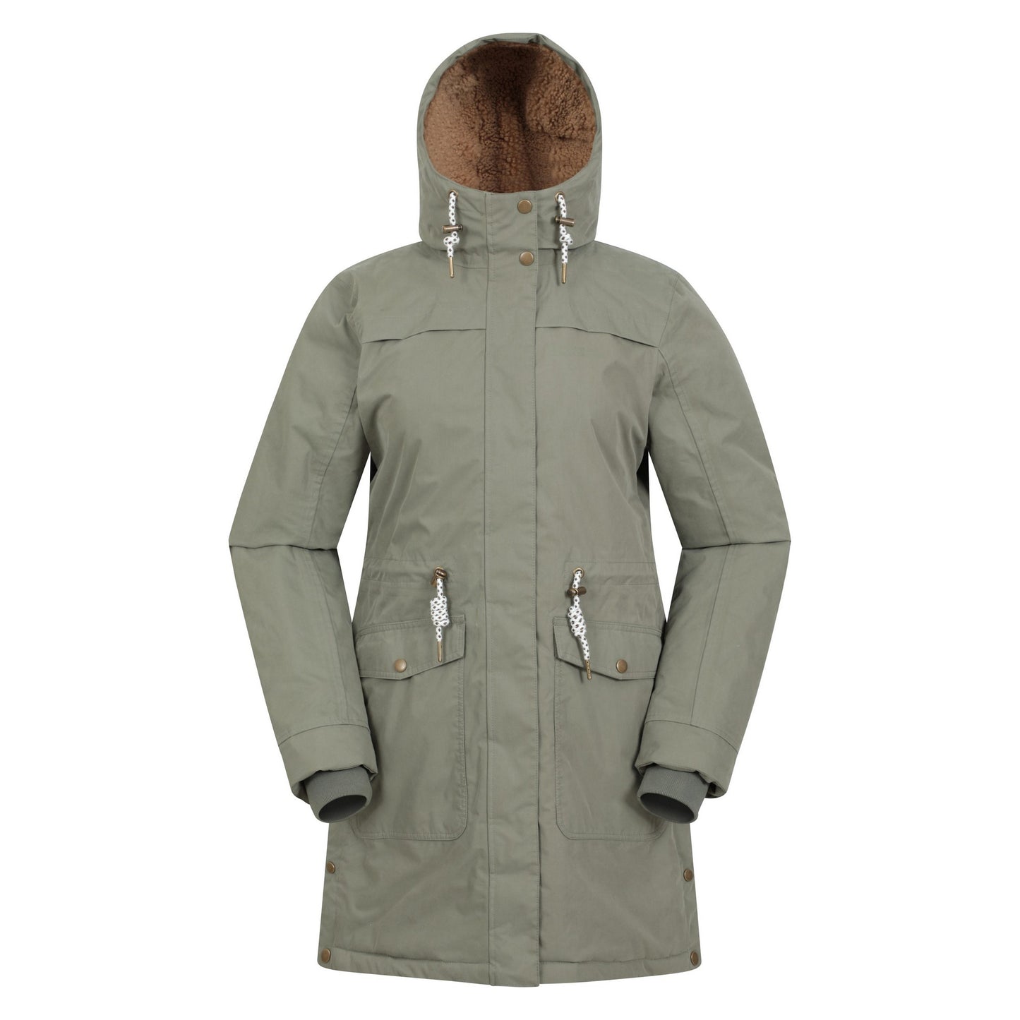 Khaki Green - Front - Mountain Warehouse Womens-Ladies Acorn Waterproof Borg Lined Padded Parka