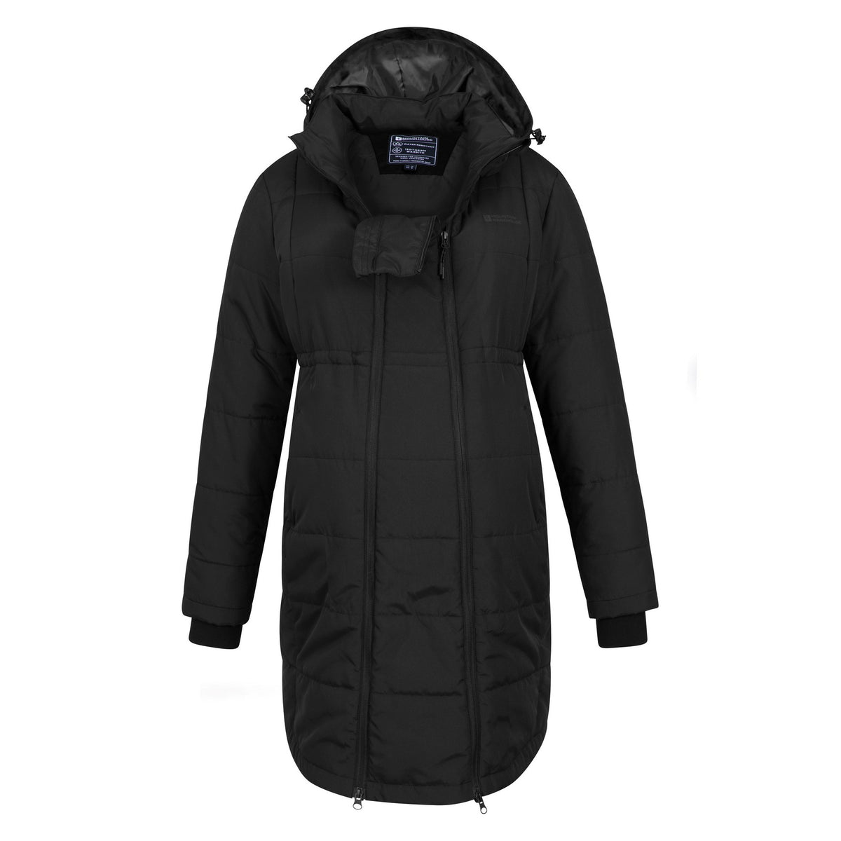 Black - Pack Shot - Mountain Warehouse Womens-Ladies Amethyst Long Maternity Padded Jacket