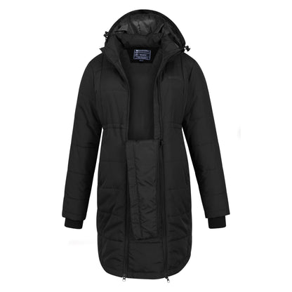 Black - Close up - Mountain Warehouse Womens-Ladies Amethyst Long Maternity Padded Jacket