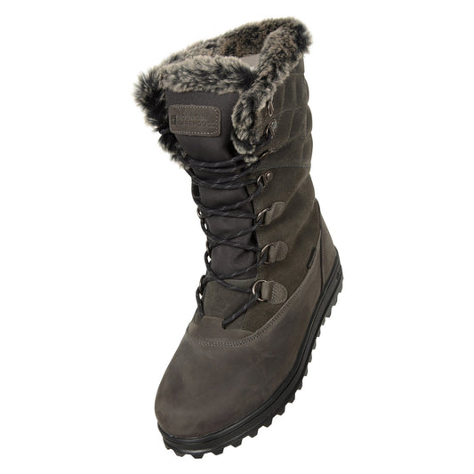 Grey - Front - Mountain Warehouse Womens-Ladies Vostok Leather Snow Boots