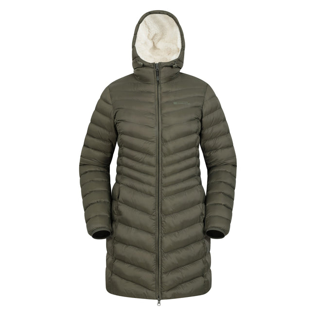 Khaki Green - Front - Mountain Warehouse Womens-Ladies Florence Faux Fur Lined Padded Jacket