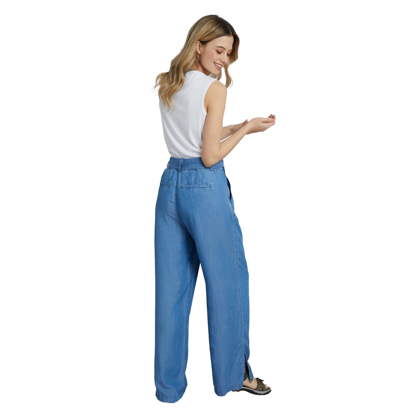 Denim - Back - Mountain Warehouse Womens-Ladies Chambray Wide Leg Trousers