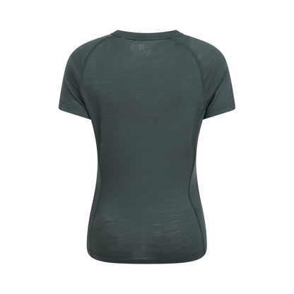 Khaki Green - Back - Mountain Warehouse Womens-Ladies Summit Merino Wool Thermal Top