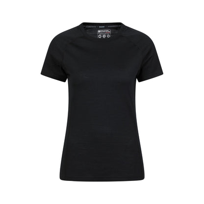 Black - Front - Mountain Warehouse Womens-Ladies Summit Merino Wool Thermal Top